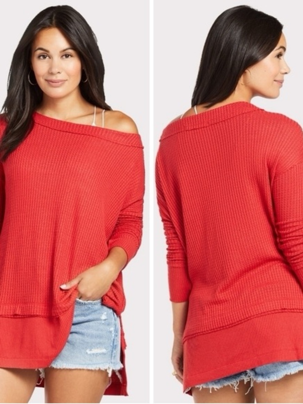 Free People Top Womens Small We The Free North Shore Thermal Knit Tunic Comfy - Picture 2 of 9